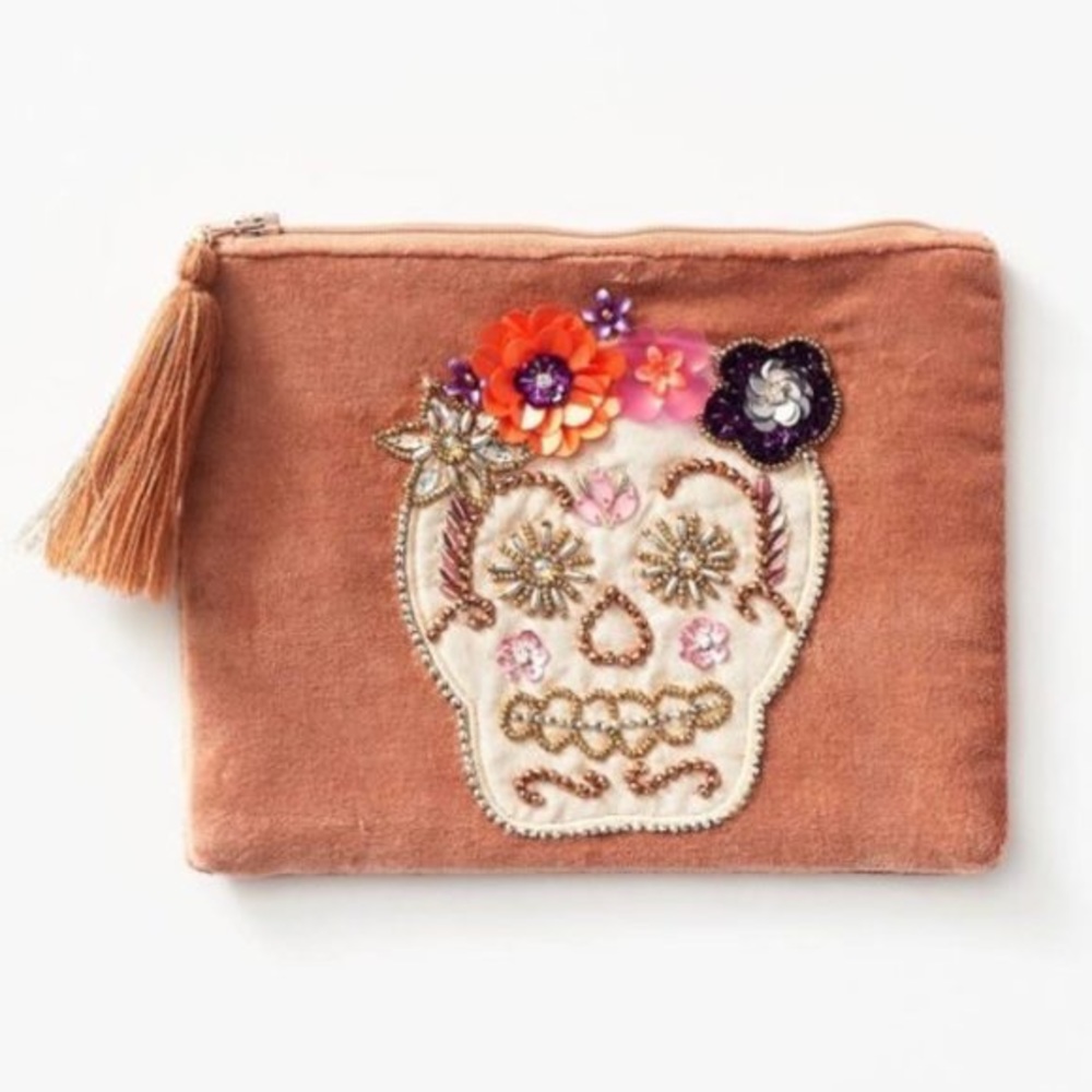 Paper Source Sugar Skull Beaded Pouch